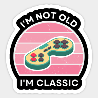 I'm not old, I'm Classic | Game Controller | Retro Hardware | Vintage Sunset | Gamer girl, '80s '90s Video Gaming Sticker